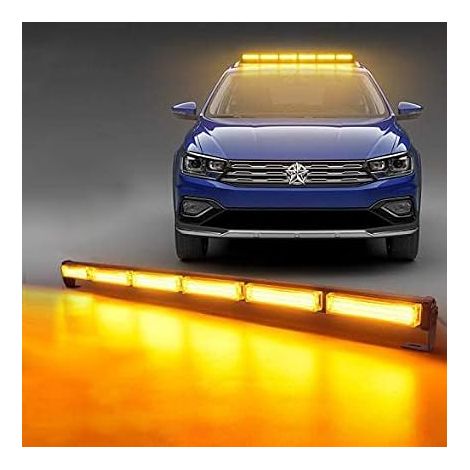60W LED Gyrophare Orange Stroboscopique 90cm Lumière Rechargeable 6COB 14 motifs différents Avec chargeur allume-cigare de 3 m pour Véhicule Camion Toit (1/5)