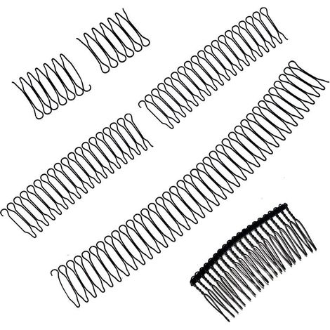 Peigne fixateur capillaire en U invisible flexible, 5 pièces noir, clips de finition extensibles pour femmes et filles (1/5)