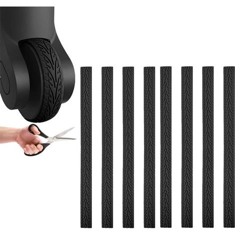 Set di 8 copriruota per bagagli autoadesivi in silicone - Nero (1/5)