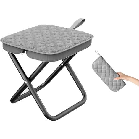 Tabouret pliant de poche pour adultes, siège ultra-léger et compact idéal pour le camping, les voyages, la pêche et les activités de plein air, gris (1/5)