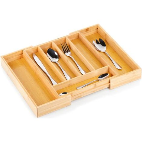 Insert Pour Couverts - Bambou - Réglable 28-45 X 33,5 Cm - 7 Compartiments - 1 Pièce (1/5)