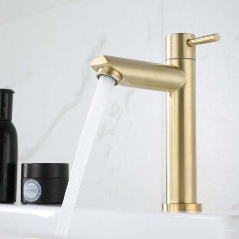 Robinetterie de salle de bain rétro – Vasque en or brossé, style vintage pour dressing, eau froide, G1/2 (1/4)