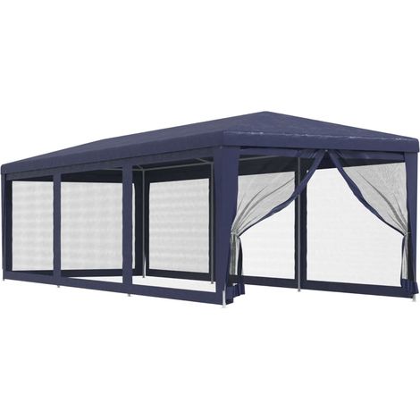 Maison Exclusive - Partyzelt mit 8 Mesh-Seitenwänden Blau 3x9 m H