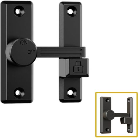 Verrou à bascule à ouverture gauche/droite (90/180°) pour portes coulissantes/battantes, portails, granges, garages, clôtures de jardin (noir) (1/5)
