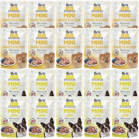 BRIT CARE MINI DOG Nassfutter für Hunde, verschiedene Geschmacksrichtungen, 20 x 85 g, getreidefrei