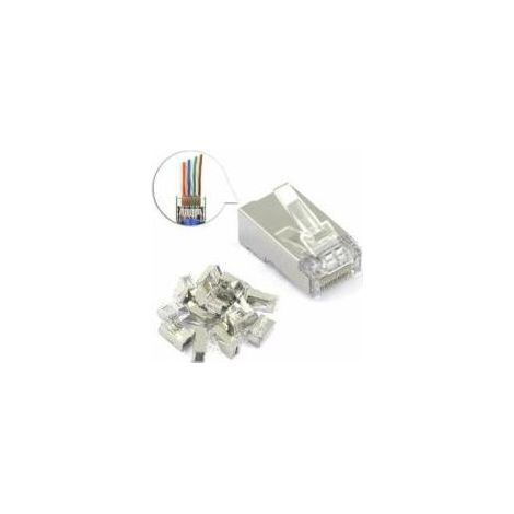 Lot De 25 Connecteur Rj45 Cat6 Embout De Connecteur Blindé Nickelé Rj45 8P8C Via Une Prise Modulaire Ethernet (1/5)