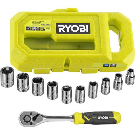 Ryobi 1/4" Ratchet & Socket Set (10pc) RHRS10PC