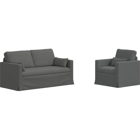 Ensemble de Canapés 2 pcs  Salon de jardin Gris foncé 158 x 78 x 80 cm tissu