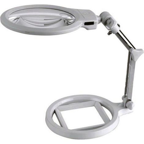 TRADE SHOP - Lampada Lente Di Ingrandimento Da Tavolo Con Luce 2 Led Portatile 130 Mm A 26mm -
