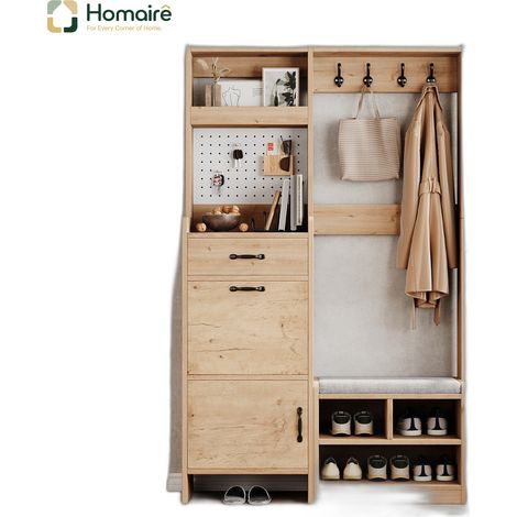 Schrank, 108.5 x 35 x 180 cm weiß Polyester Stauraum HOMAIRE (1/5)