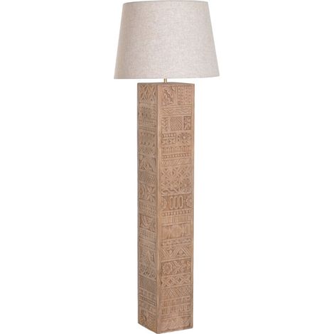 Lampara Pie Mango Lino 20X20X128 Tallado