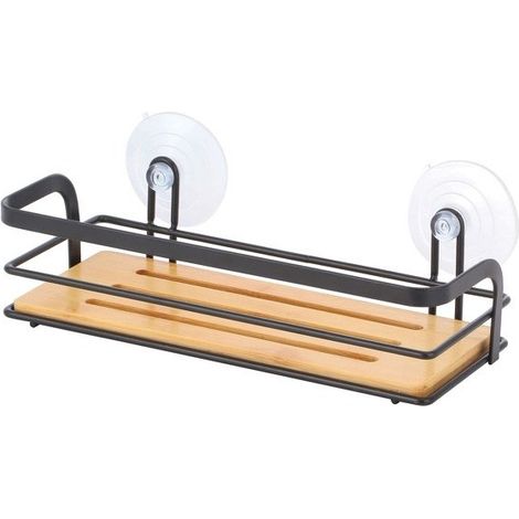 Etagère de douche à ventouses HIKO Bambou & Acier Noir MSV