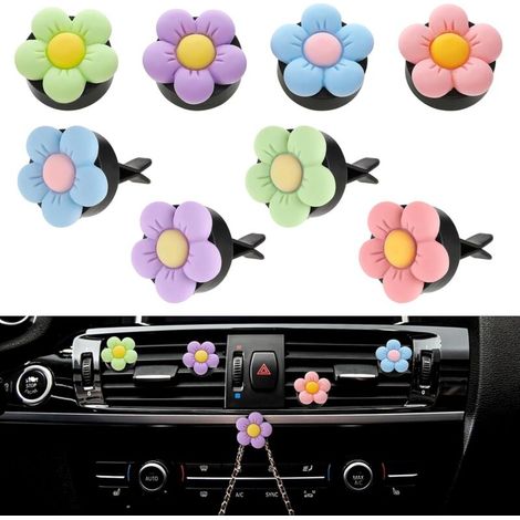 Lot de 8 désodorisants de voiture en forme de marguerite - Accessoires de voiture - Accessoires de décoration de voiture pour femme (1/5)