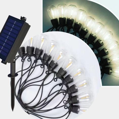 Ghirlanda Solare Led 5m con 10 Lampadine Effetto Pioggia Luci Bianche 6500k