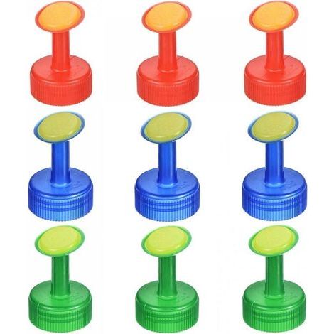 Ulisem Set mit 9 Gießkannenkappen, 28 mm Innendurchmesser, für Gartengießkannen, Rot, Grün, Blau (1/4)