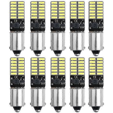 Lot de 10 ampoules LED Ba9s T4w T11 Canbus 4014 24 SMD sans erreur, pour liseuses intérieures, éclairage de stationnement et de plaque d'immatriculation, blanc 12 V (1/5)
