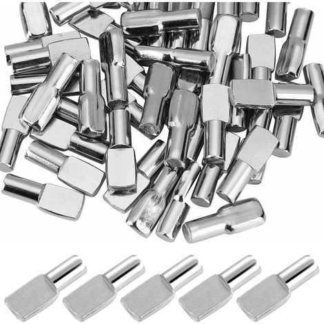 Soavoa Lot de 100 Taquets Étagère Métal Nickelé 5x19mm, Chevilles Support Meuble Cuisine Salle de Bain, Acier Inoxydable Sans Outil (1/5)