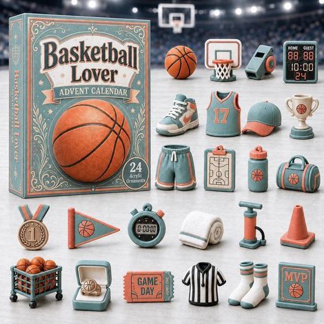 2026 2D Sport-Adventskalender – Blauer Basketball – Überraschungsbox