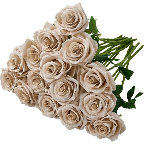 Lot de 15 Roses artificielles en Soie Nude à Longues tiges pour Arrangement de Mariage, Centre de Table, fête, décoration de la Maison (Vase Non Inclus) (1/5)