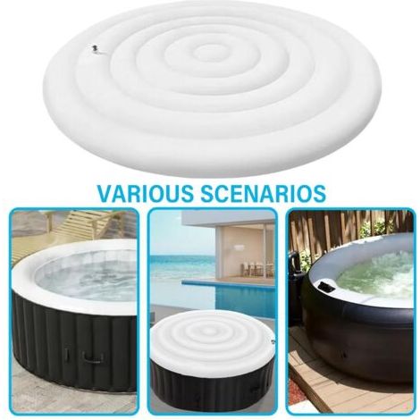 Couverture gonflable pour spa, 145 cm, ronde, avec valve de gonflage/dégonflage pratique, coupe-vent, imperméable, résistante à la neige et isolante thermique. (1/3)