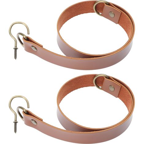 2sets Boucles de Rideaux en Cuir Simples et Créatives, Attaches de Rideaux Décoratives, Matériau Cuir et Fer, Usage Domestique, Style Unique et Élégant (1/5)