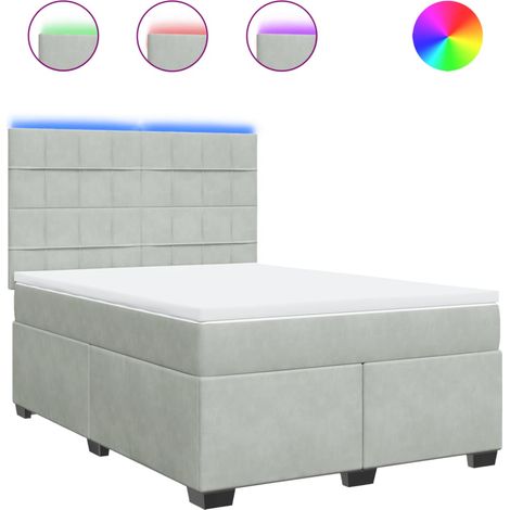 Maison Exclusive - Sommier à lattes de lit et matelas Gris clair 140x190cm Velours (1/5)