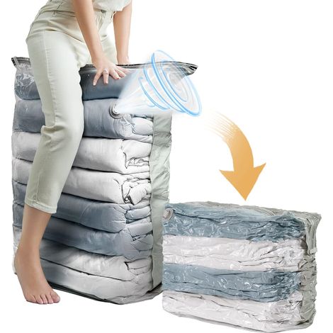 Lot de 6 pochettes de rangement sous vide pour vêtements, housse compressible Cube (80×100×38 cm), sacs d'aspiration économiseurs d'espace, étuis de stockage hermétiques (1/5)