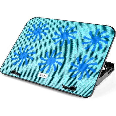 Laptop-Kühler für Gaming-Geräte von 11 bis 18 Zoll, 6 leise Lüfter, LED-Beleuchtung, 5 Höheneinstellungen, verstellbarer Gaming-PC-Ständer, effiziente Wärmeableitung.
