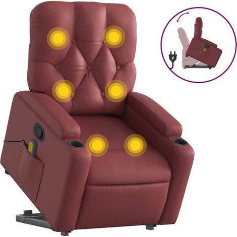 Fauteuil de massage inclinable en similicuir bordeaux (1/5)