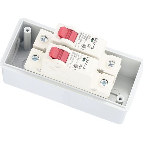 Boîte de protection électrique étanche IP65 2 modules avec disjoncteur C pour usage extérieur 6A-32A (1/5)