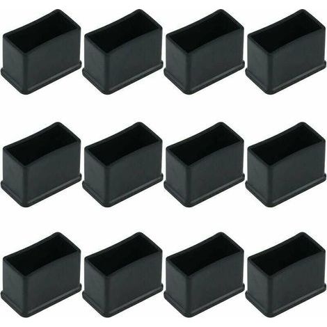 Lot de 12 embouts de protection rectangulaires en feutre de caoutchouc pour pieds de table ou de chaise - Noir, 15 x 30 mm. (1/4)