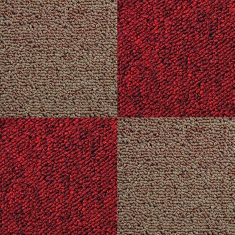 40 x Carpet Tiles 10m2 / Scarlet Red & Sand
