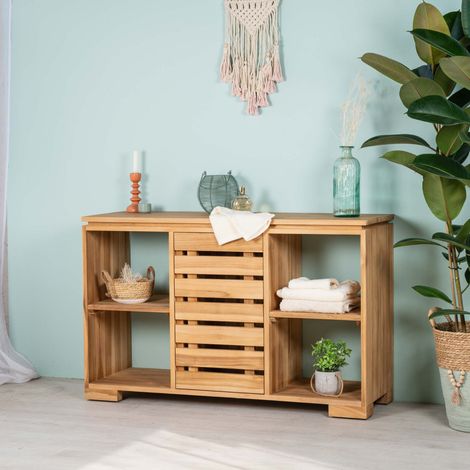 Mueble cómoda aparador para cuarto de baño de teca maciza 120 cm
