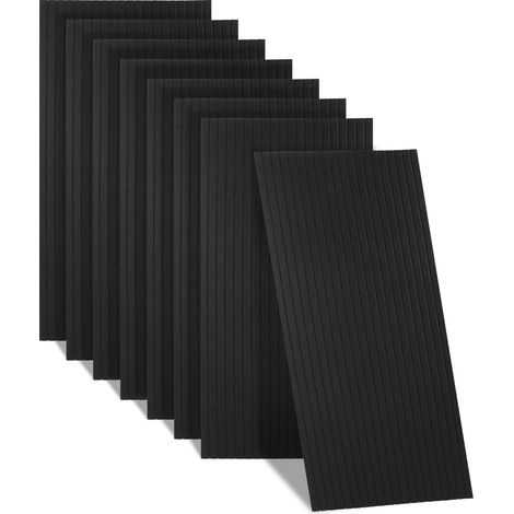 Jiubiaz 8 unidades Panel acústico de pared 120 x 60 x 0.9 cm con ranuras verticales, negro, autoadhesivo (1/5)