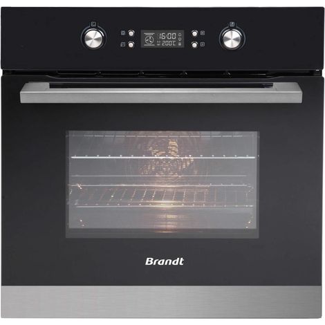 Brandt – Four traditionnel BFC8500X – 9 modes de cuisson dont gril ventilé et ECO – Sécurité enfants – Finition verre noir sur inox (1/6)
