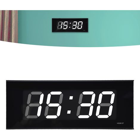 Horloge murale numérique LED, style nordique, silencieuse, grands chiffres, fixation murale, réglage automatique. Convient à divers espaces : lieux publics, salons, bureaux, chambres, etc. Éclairage b (1/5)