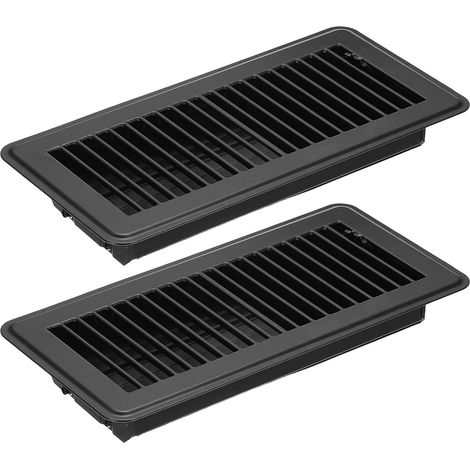 10 X 4 Pouces Grille de Sol, 2Pcs Couverture de Ventilation en Acier Réglable Décorative Facile à Ajuster pour Les Grilles de Sol de Bureau à Domicile, Noir (1/5)
