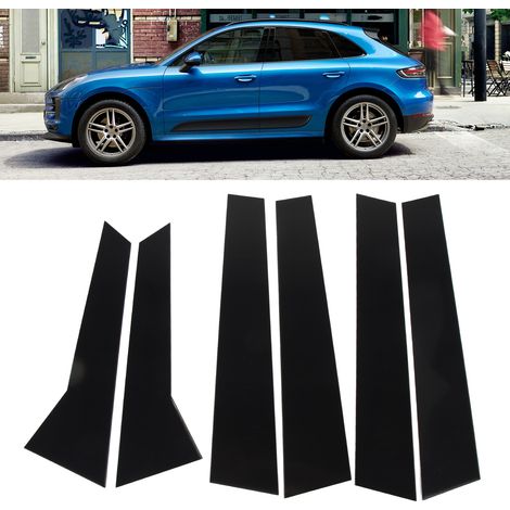 Ensemble de 6 pièces comprenant des garnitures de vitres et des autocollants de montant B noirs brillants pour Porsche Macan 95B 2014-2023