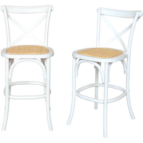 sweeek - 2er-Set Vintage Bistro-Barhocker aus Holz H 105 cm