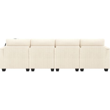 Canapé moderne en Velours, couleur Beige, 276 x 139 x 87 cm, pour salon, bureau et petit appartement, de qualité supérieure (1/5)