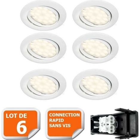 Lampesecoenergie – Lot de 6 spots encastrables orientables LED GU10 230V 5W – Lumière blanc neutre 4000K – Angle de diffusion 120° – Pour plafond et mur (1/5)
