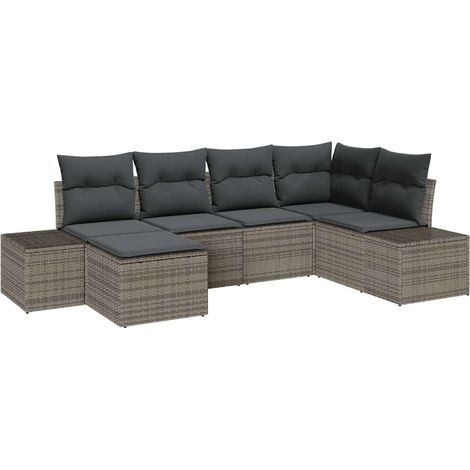 Maison Exclusive - Gartensofa-set mit Kissen 6 pcs Grau Poly-Ratt