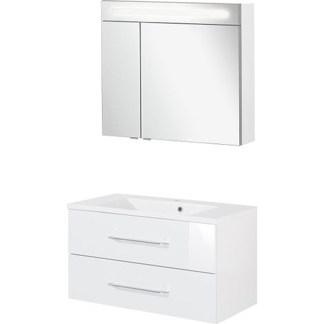 Fackelmann B.clever Badmöbel Set 3-teilig, 90 cm, Weiß-09816 (1/5)