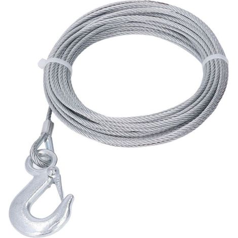 Câble métallique de treuil 4mm x 12m – Acier inoxydable galvanisé – Charge max 2000 LBS – Résistance à la rupture 900 kg - 2000LBS (1/5)