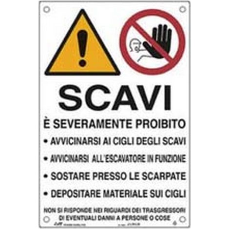 10PZ CARTELLO "SCAVI PERICOLOSO AVVICINARSI" - cm.50x70h.