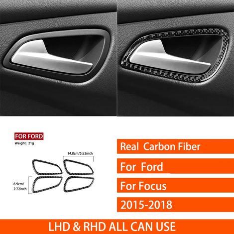 -1 Convient pour Ford Focus SE RS ST Ecoboost 2015-2018. Autocollants décoratifs en véritable fibre de carbone pour autoradio central, lecteur CD et panneau de porte. (1/4)