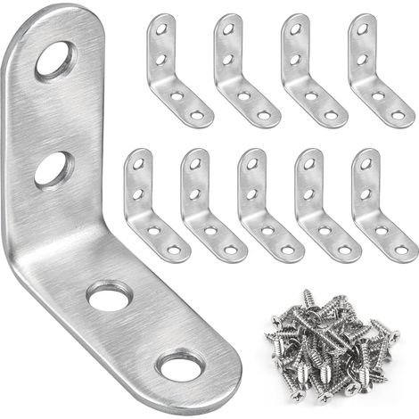 10 Winkelverbinder, 40 x 40 mm Edelstahl-Winkelverbinder, 90-Grad-L-förmige Möbelwinkel (1/5)