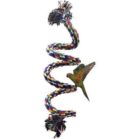Perchoir en corde pour perroquet, jouet spiralé pour perroquet, corde à sauter élastique pour oiseaux, accessoire pour cage à oiseaux - Longueur dépliée : 1,5 m