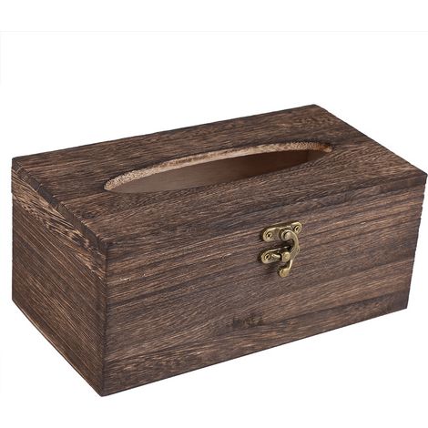 Boîte à mouchoirs rétro bois 10 cm - finition soignée pour maison - bois naturel de qualité - optimise votre espace de rangement (1/5)