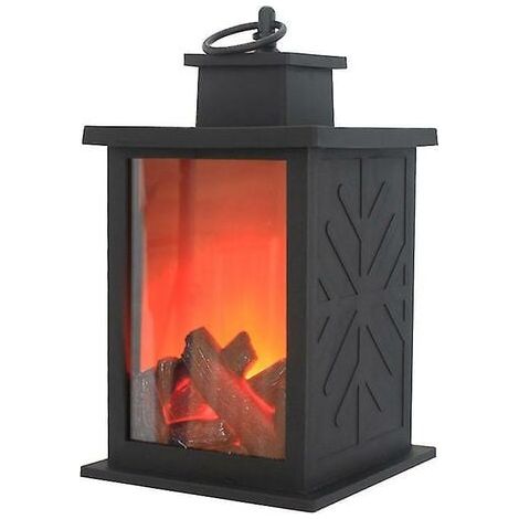 LED Fireplace Lantern with Touch Switch, Realistic Flame Fireplace Lamp, USB Powered (Rectangular Fireplace Lamp) (1/4)
